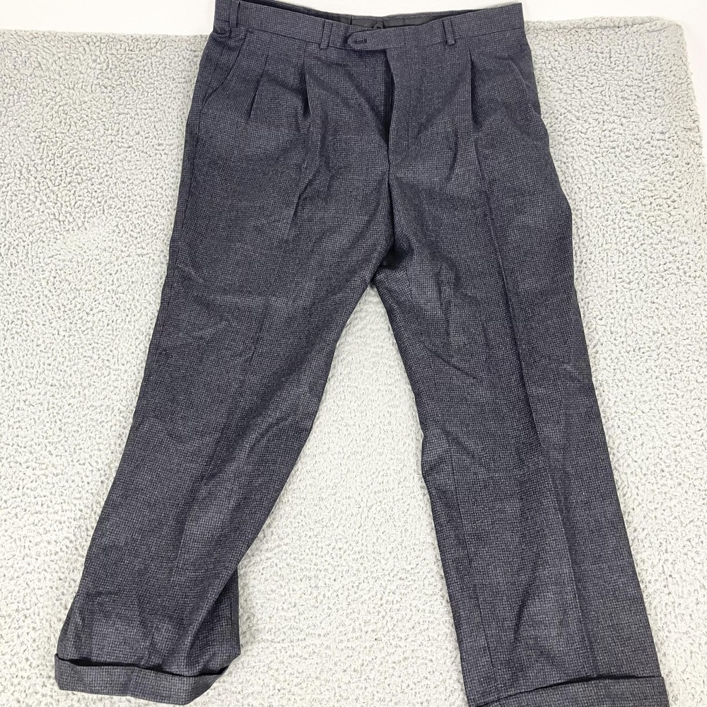 Vintage Burberrys Pants Mens 40x28 Wool Tweed Pleated Dress Classic Fit‎
